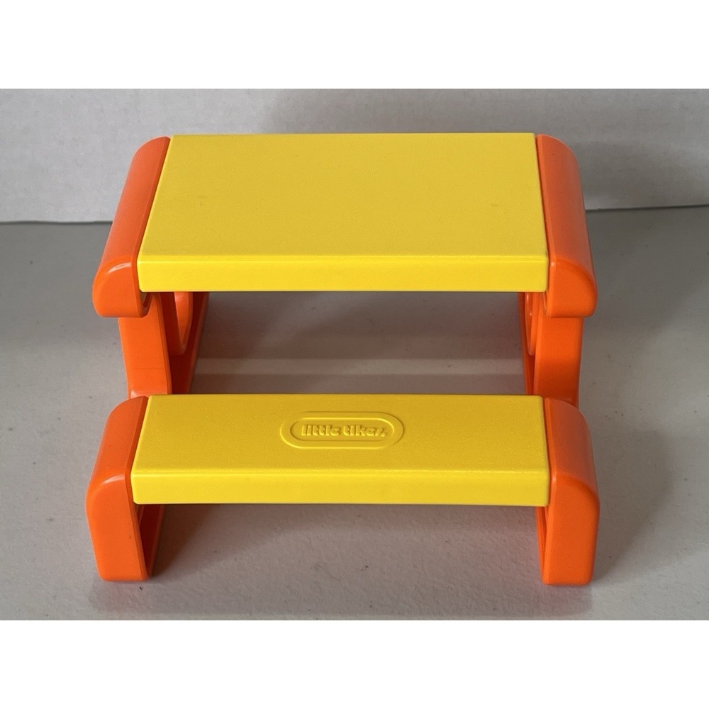 Little Tikes Vintage Dollhouse 5.5" Yellow Orange Picnic Table Furniture